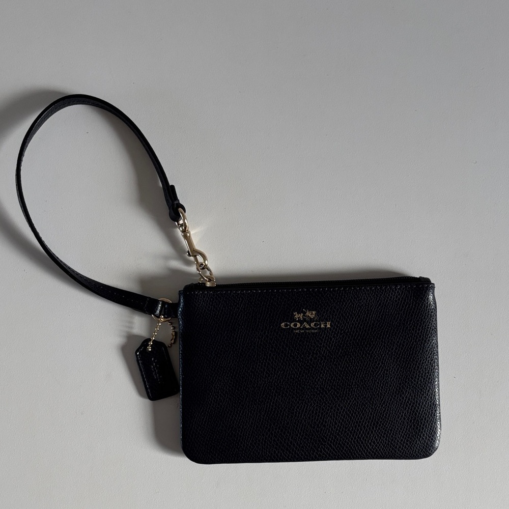 Coach Navy Blue Leather‎ Corner Wristlet
